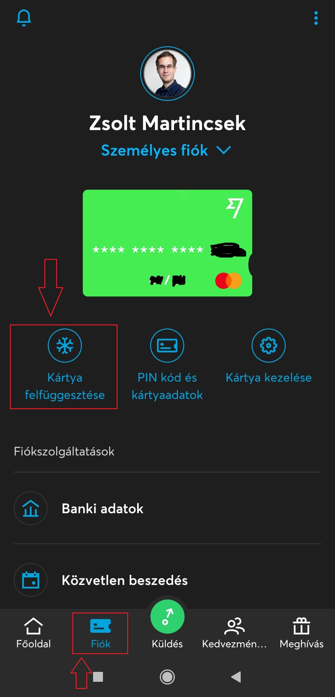 TransferWise bankkártya blokkolása