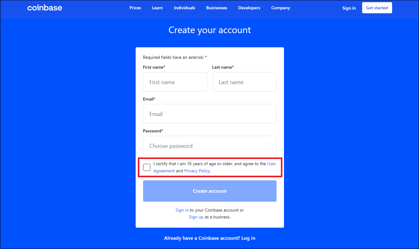 coinbase fiok letrehozasa