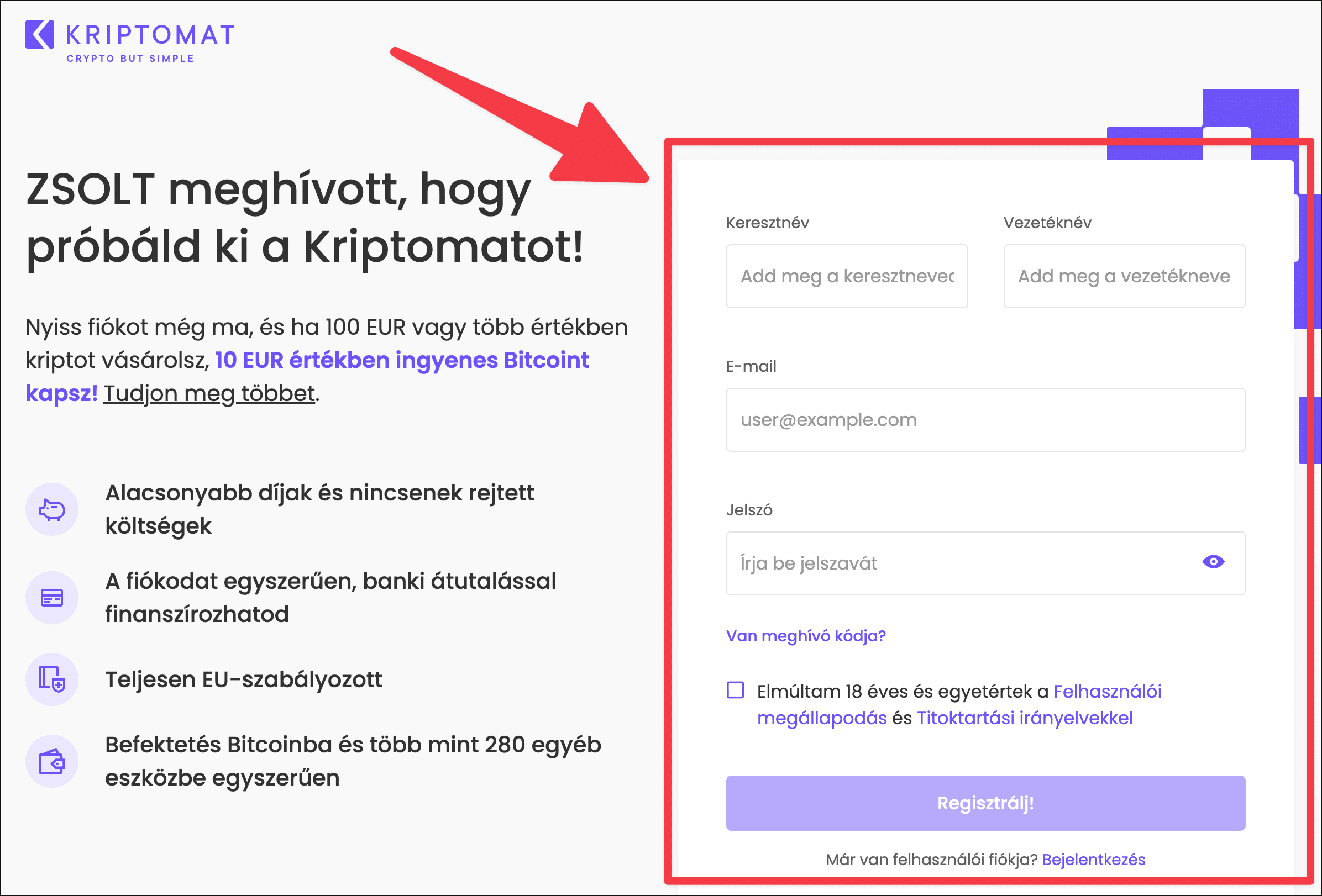 Kriptomat regisztráció ajándék Bitcoint