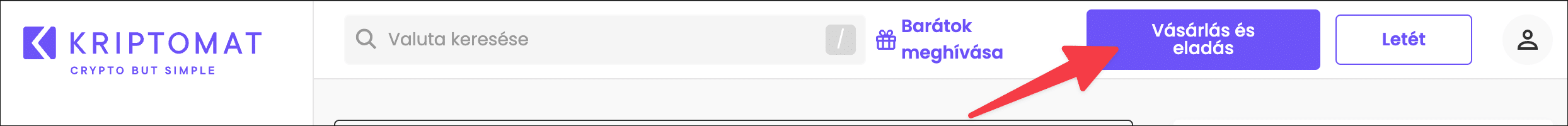 Kriptomat vásárlás és eladás menüpont
