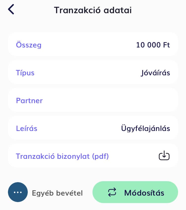 Gránit Bank 10000 forint jóváírás