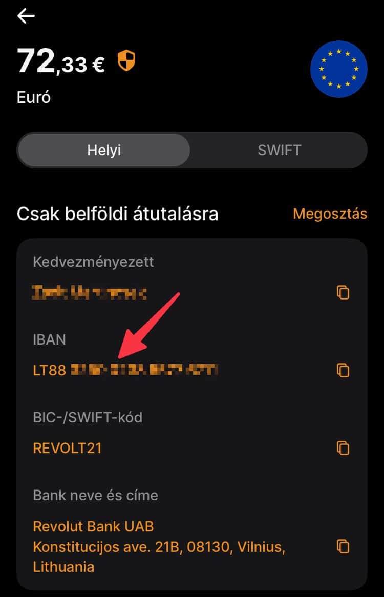 Revolut bankszámlaszám