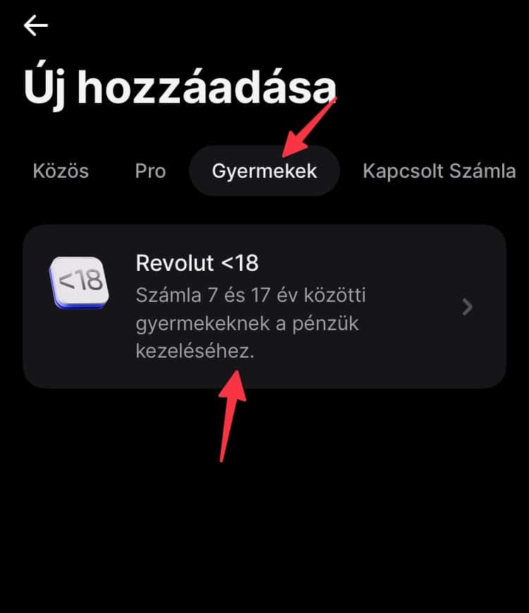 revolut 18 ev alatti szamla letrehozasa