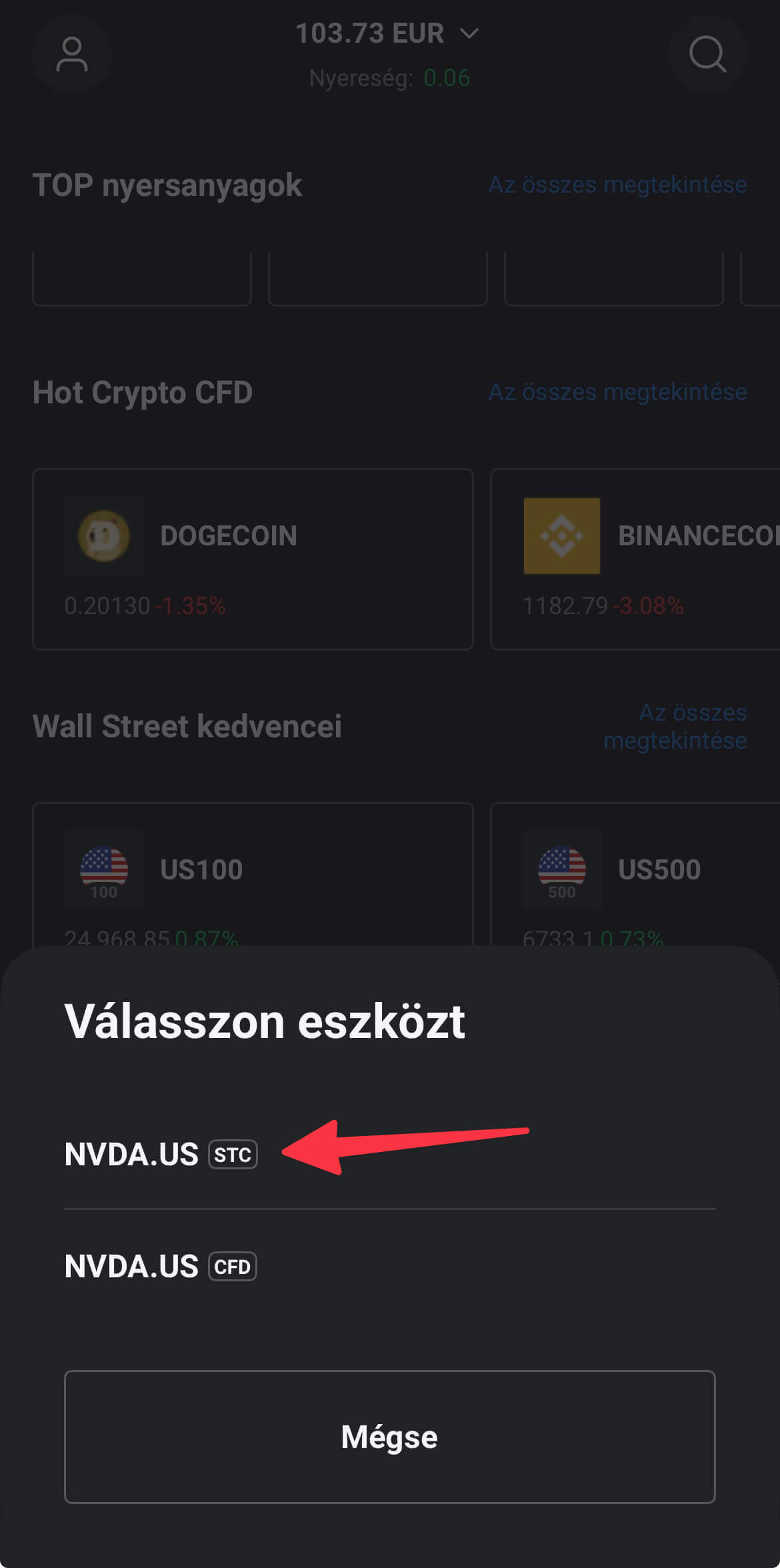 normal reszveny kivalasztasa