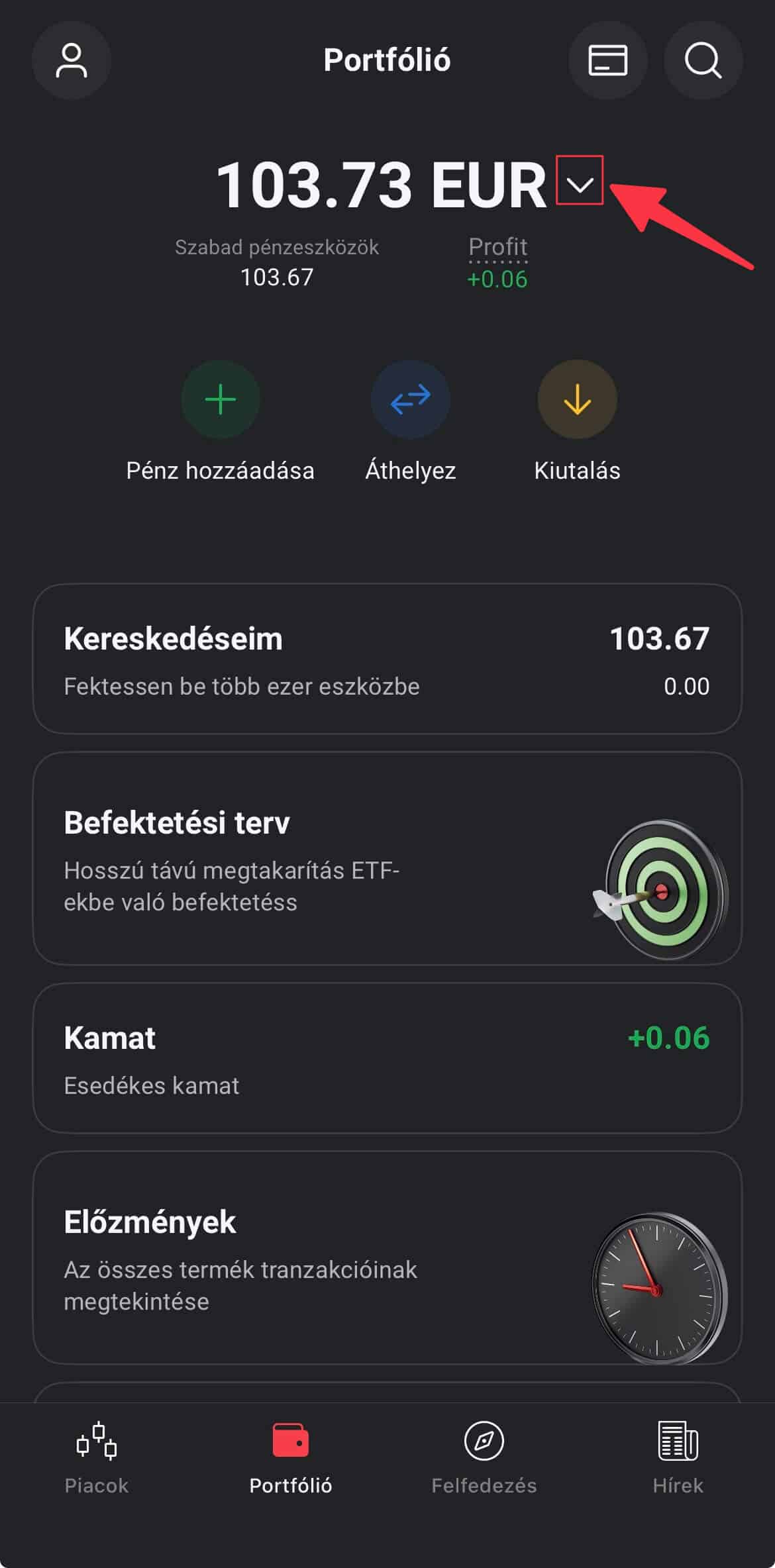 xtb portfolio menu deviza egyenleg letrehozasa