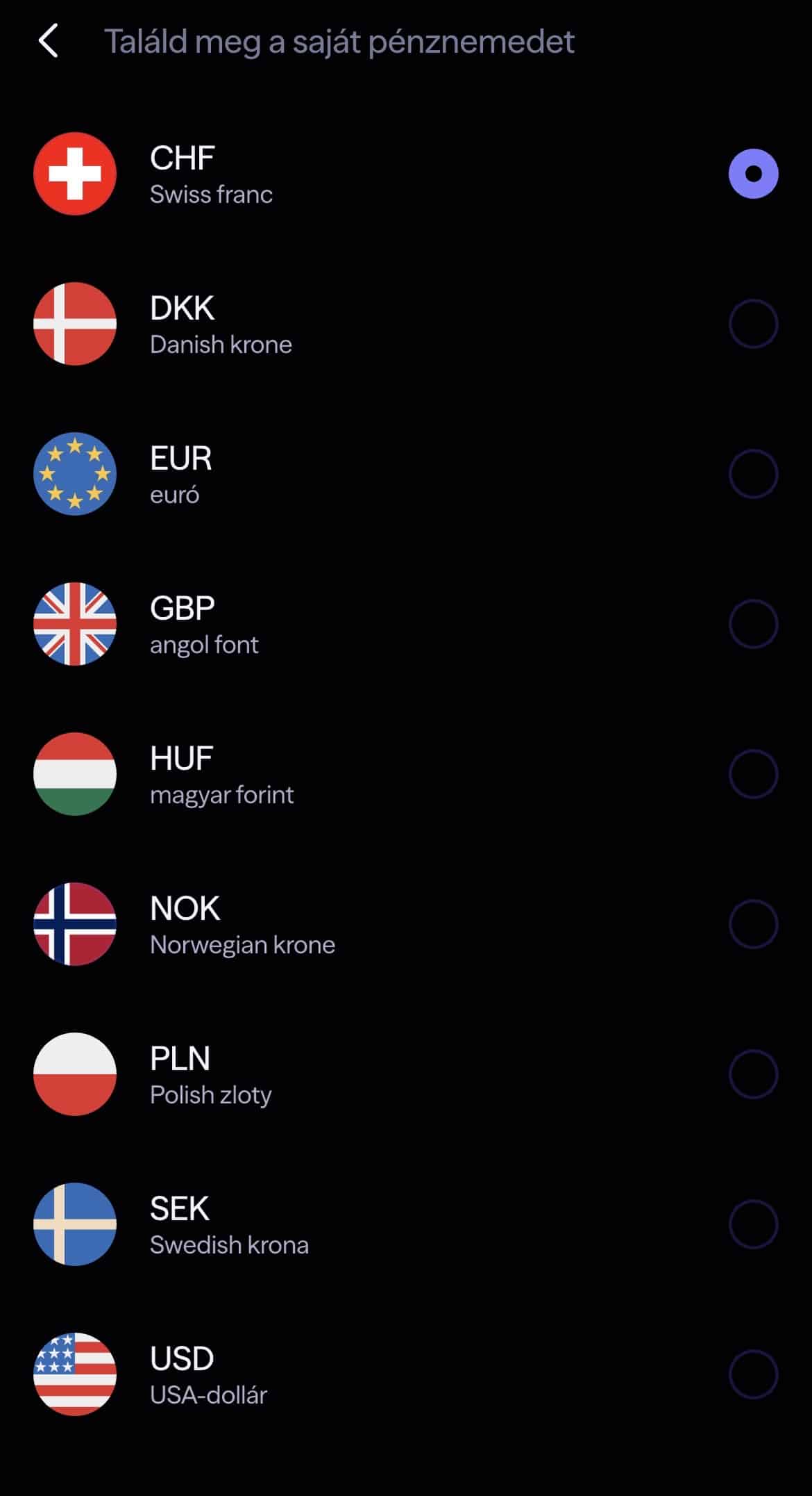 Lightyear elérhető devizanemek