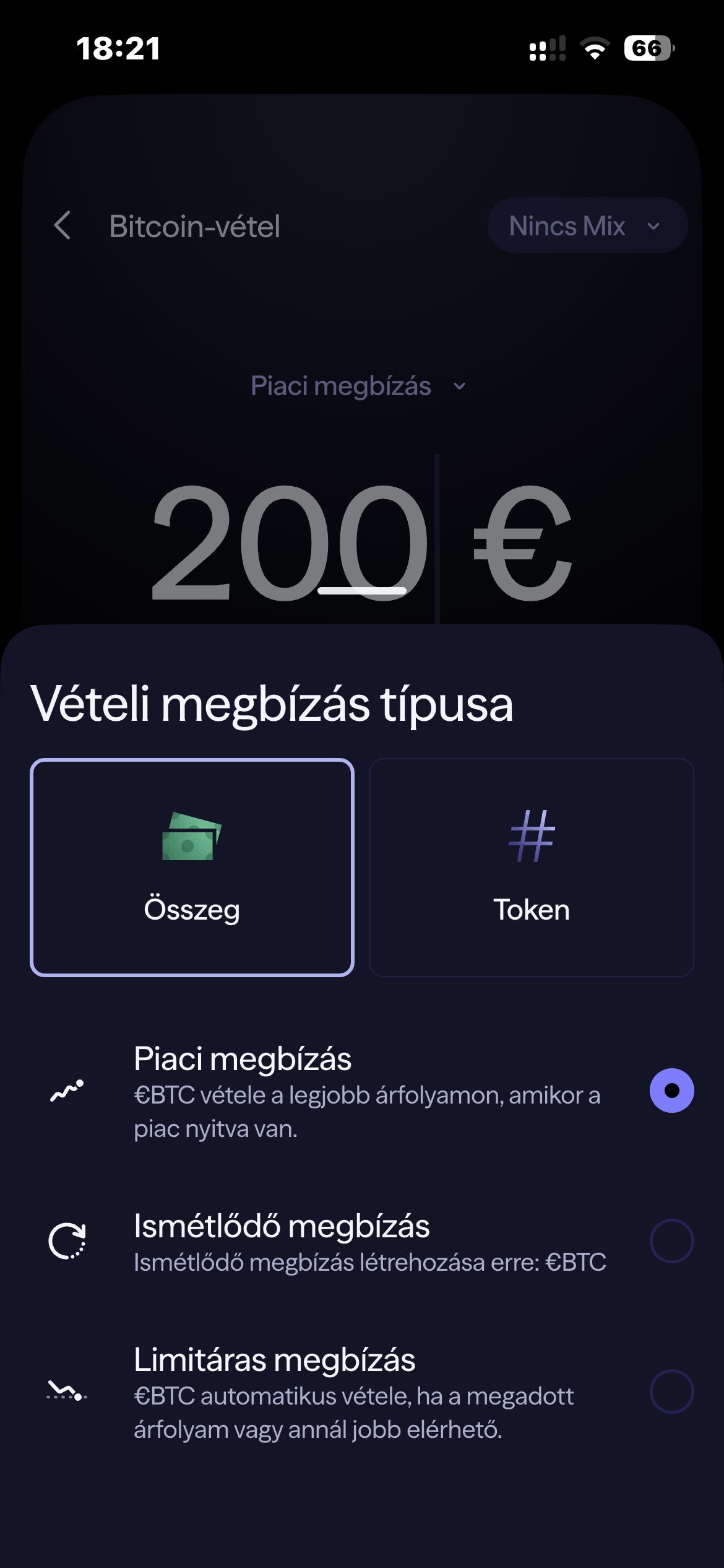 Lightyear kriptovaluta vételi megbízás típusa