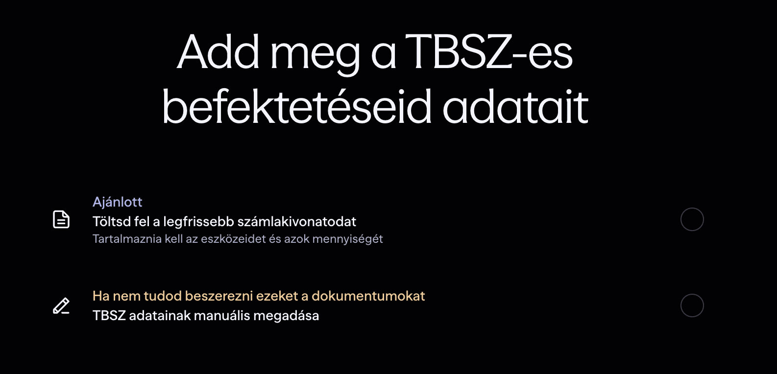 Lightyear TBSZ transzfer befektetési adatok megadása